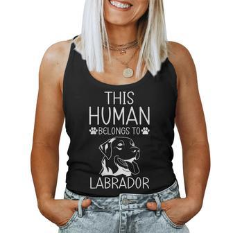 This Human Belongs To Labrador Cute Labrador Lover Women Women Tank Top - Thegiftio UK