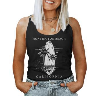 Huntington Beach California Surf Vintage Surfing Surfer Women Tank Top - Monsterry