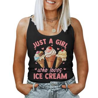 Ice Cream Lover Girls Just A Girl Who Loves Ice Cream Women Tank Top - Thegiftio UK