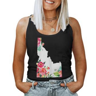 Idaho Vintage Rose State Map Pride Patriotic Floral Idaho Women Tank Top - Monsterry