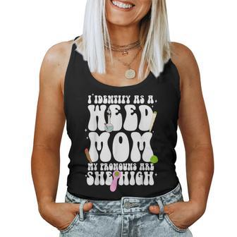 I Identify As A Weed Mom Mom Weed Smoking Women Tank Top - Seseable