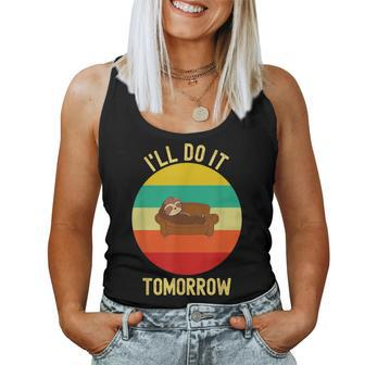 I'll Do It Tomorrow Lazy Sloth Lover Vintage Sunset Women Tank Top - Monsterry