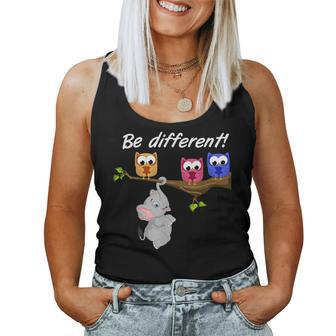 I'm Different Stay Different Slogan Owl Elephant Women Tank Top - Monsterry CA