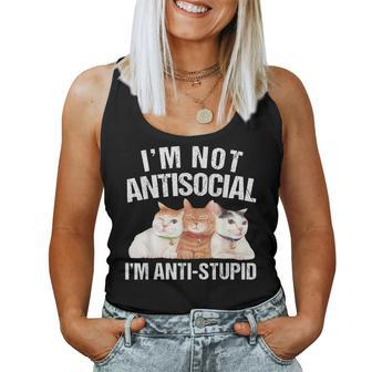 I'm Not Antisocial I'm Anti Stupid Sarcastic Introvert Women Tank Top - Monsterry CA