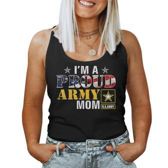 I'm A Proud Army Mom American Flag Military Veteran Women Tank Top - Monsterry