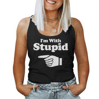 I'm With Stupid Pair Couple Brother Sister Women Tank Top - Monsterry