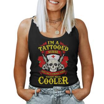 I'm A Tattooed Nurse Cooler Skull Roses Rn Lpn Women Tank Top - Monsterry AU