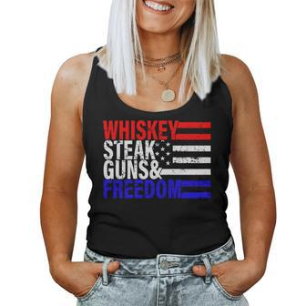 Independence Whiskey Steak Guns & Freedom 4Th July Women Tank Top - Monsterry UK