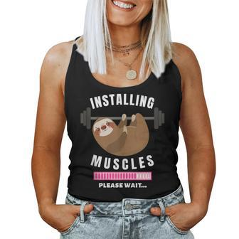 Installing Muscles Sloth Weight Lifting Fitness Motivation Women Tank Top - Monsterry CA