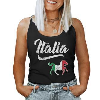 Italia Flag Horse Italian Italy Vintage Distressed Fade Women Tank Top - Monsterry
