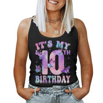 It's My 10Th Birthday Butterfly Theme 10 Year Old Party Girl Women Tank Top - Monsterry UK
