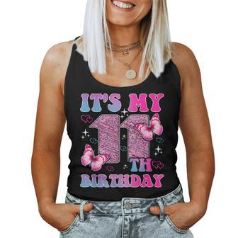It's My 11Th Birthday Girls Butterfly Cute 11 Year Old Women Tank Top - Seseable