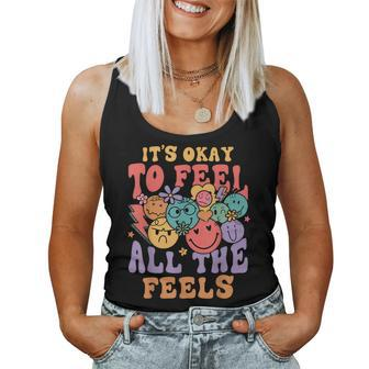 It's Ok To Feel All The Feels Emotions Groovy Mental Health Women Tank Top | Mazezy CA