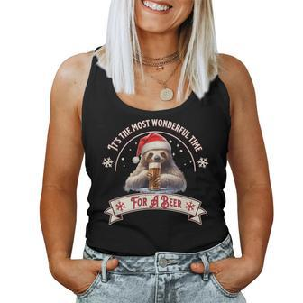 Its The Most Wonderful Time For A Beer Sloth Chirstmas Women Tank Top - Monsterry CA