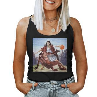 Jesus Crossing Up The Devil Christian Women Women Tank Top - Seseable