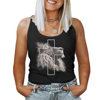 Jesus Lion Of Judah Christian Cross Women Tank Top - Monsterry