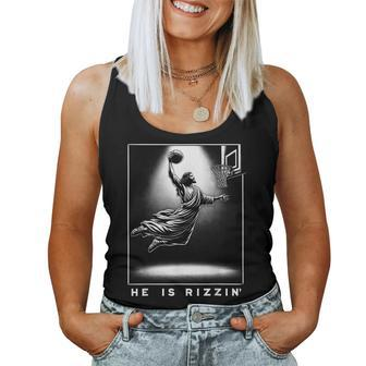 Jesus He Is Rizzin' Basketball Easter Christian Religious Women Tank Top | Mazezy CA