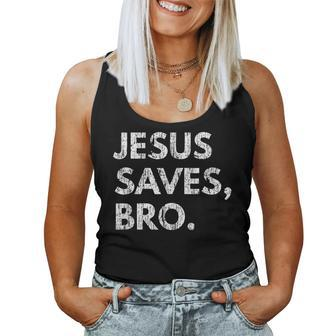 Jesus Saves Bro Vintage Christian Religious Believer Women Tank Top - Monsterry UK