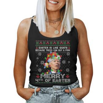Joe Biden Happy 4Th Easter Ugly Christmas Sweater For Women Women Tank Top | Mazezy DE
