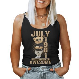 July 43Th Birthday 1981 Awesome Teddy Bear Women Tank Top - Monsterry DE