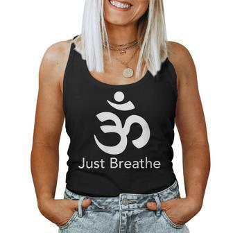 Just Breathe Spiritual Yoga Symbol Namaste Women Tank Top - Monsterry