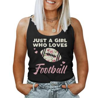 Just A Girl Who Loves American Football Flowers Girls Women Women Tank Top - Monsterry