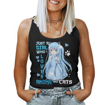 Just A Girl Who Loves Anime And Cats Kawaii Otaku Girl Women Tank Top - Seseable