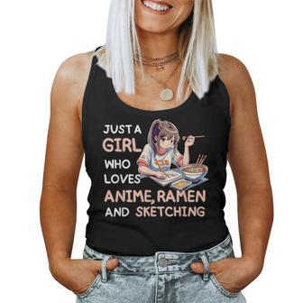 Just A Girl Who Loves Anime Ramen Sketching Anime Japan Women Tank Top - Monsterry