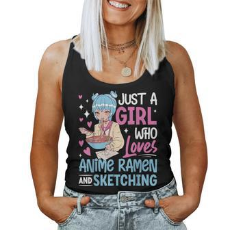 Just A Girl Who Loves Anime Ramen And Sketching Japan Anime Women Tank Top - Monsterry
