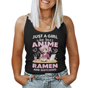 Just A Girl Who Loves Anime Ramen And Sketching Anime Women Tank Top - Seseable