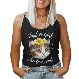 Just A Girl Who Loves Cats Cute Calico Cat Lover Women Tank Top - Monsterry UK