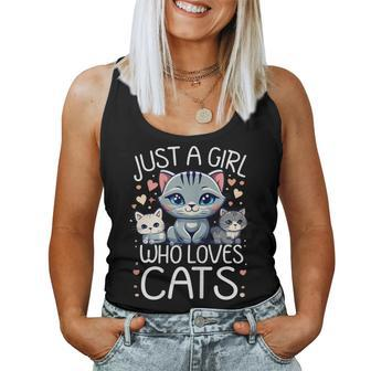 Just A Girl Who Loves Cats Cute Cat Lover Women Tank Top - Monsterry UK