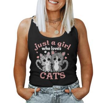 Just A Girl Who Loves Cats Girls Cat Lovers Women Tank Top - Seseable