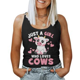 Just A Girl Who Loves Cows Cute Cow Lover Cow Print Women Tank Top - Thegiftio UK