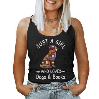 Just A Girl Who Loves Dogs And Books Reading Dog Puppy Lover Women Tank Top - Seseable