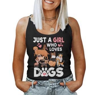 Just A Girl Who Loves Dogs Cute Dog Lover Women Tank Top - Seseable