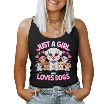 Just A Girl Who Loves Dogs Dog Lover Puppy Dog Girl Women Tank Top - Seseable