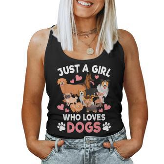 Just A Girl Who Loves Dogs Puppy Dog Lover Girls Toddlers Women Tank Top - Thegiftio UK