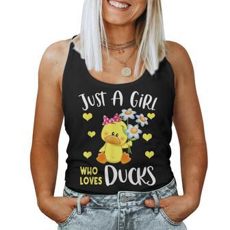Just A Girl Who Loves Ducks Lovers Outfits Kawaii Animals Women Tank Top - Thegiftio UK