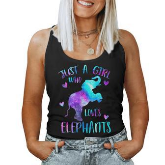 Just A Girl Who Loves Elephants Galaxy Space Elephant Lover Women Tank Top - Monsterry CA