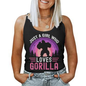 Just A Girl Who Loves Gorillas Great Retro Vintage Gorilla Women Tank Top - Monsterry UK