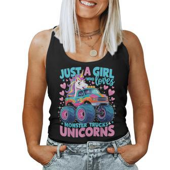 Just A Girl Who Loves Monster Trucks And Unicorns Women Tank Top - Monsterry CA