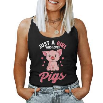 Just A Girl Who Loves Pigs Hog Lover Cute Farmer Women Tank Top - Thegiftio UK