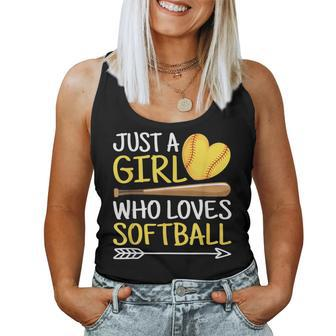 Just A Girl Who Loves Softball Cute Softball Lover Women Tank Top - Monsterry