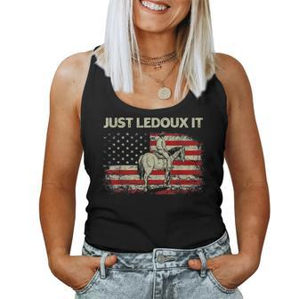 Just Ledoux It Cowboy Whiskey Wine Lover Vintage Usa Flag Women Tank Top - Monsterry DE