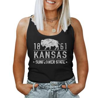 Kansas Buffalo Sunflower State 1861 Usa America State Pride Women Tank Top - Monsterry AU