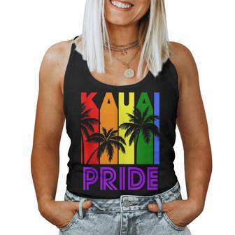 Kauai Pride Gay Pride Lgbtq Rainbow Palm Trees Women Tank Top - Monsterry UK