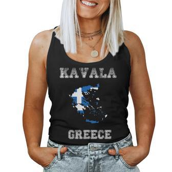 Kavala Greece Vintage Kavala Flag Map Women Tank Top - Monsterry