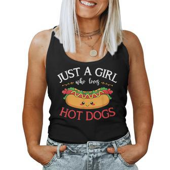 Kawaii Hotdog Lover Just A Girl Who Loves Hot Dogs Women Tank Top - Monsterry