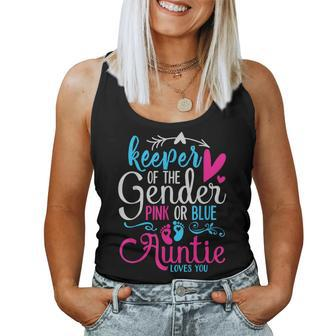 Keeper Of The Gender Auntie Loves You Aunt Baby Announcement Women Tank Top - Seseable
